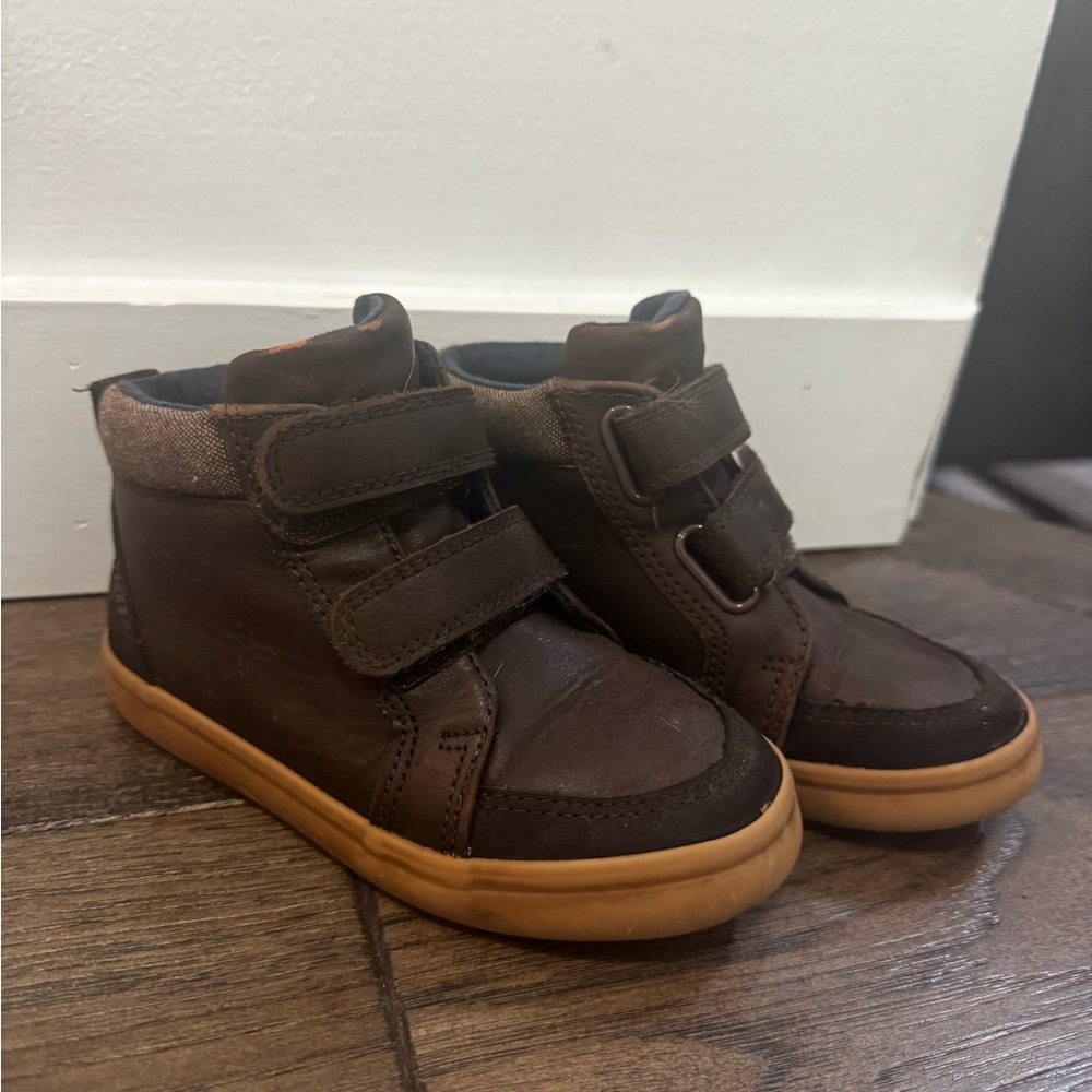 Brown Kids Shoes with Velcro Straps